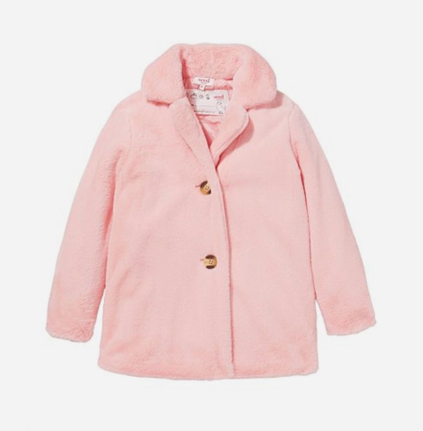 Pink Seed Faux Fur Coat, 4Y