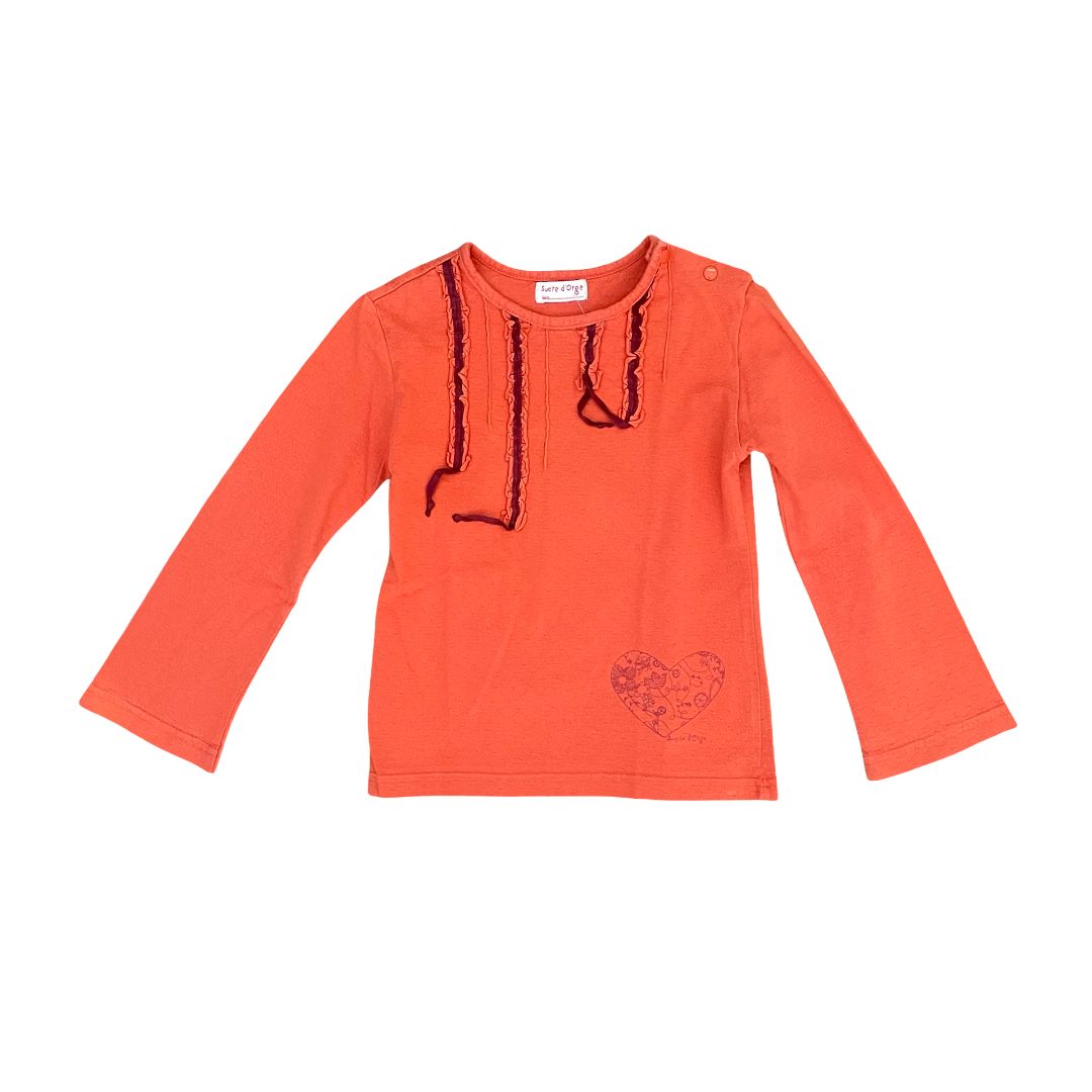 Burnt Orange Sucre d'Orge Long Sleeve Top, 3Y
