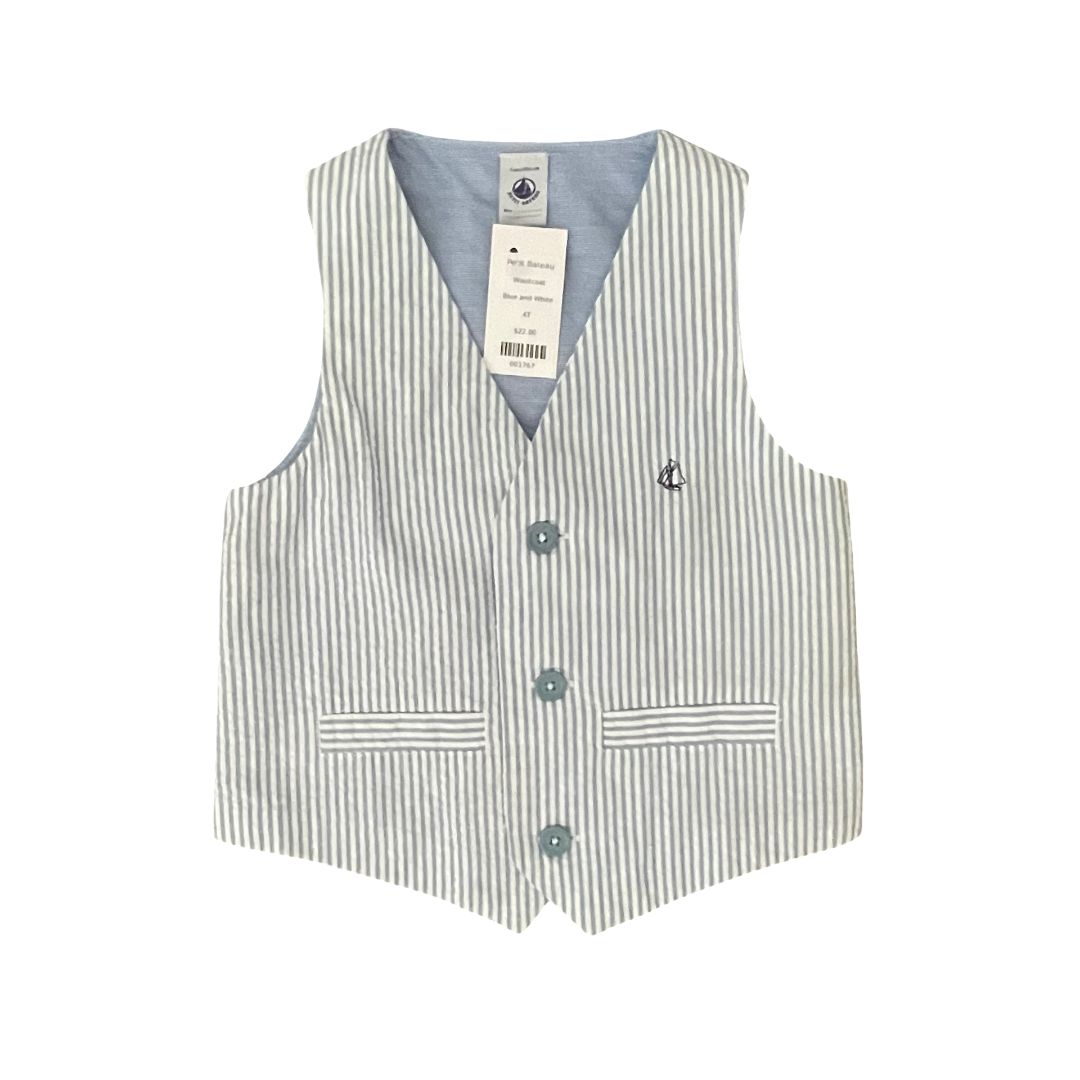 Blue and White Petit Bateau Waistcoat, 4T