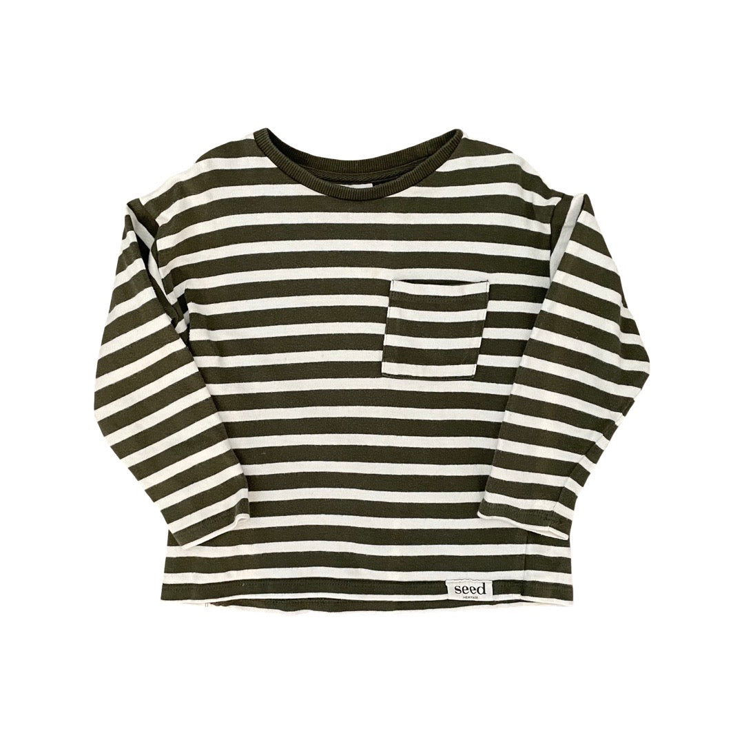 Green stripe Seed Long Sleeve Top, 4Y