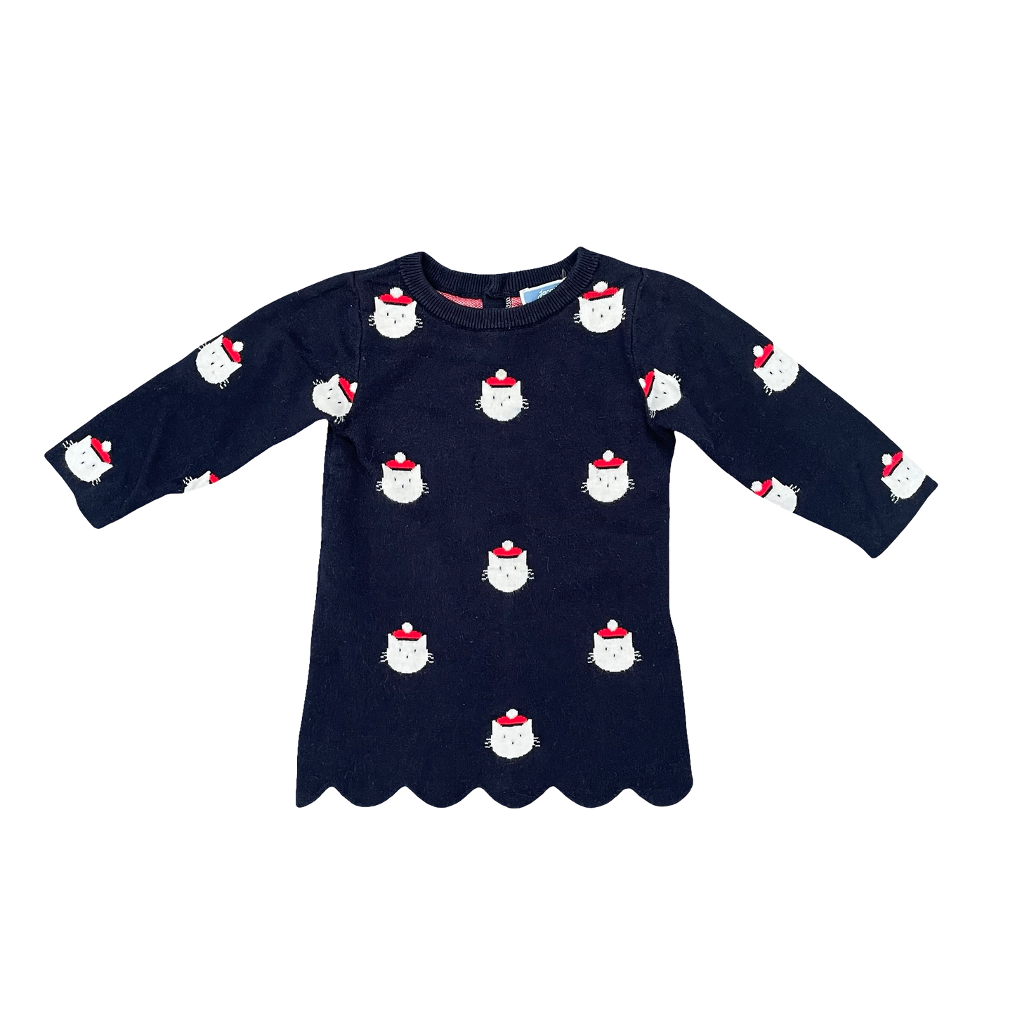 Navy w cats Jacardi Paris Dress, 12M