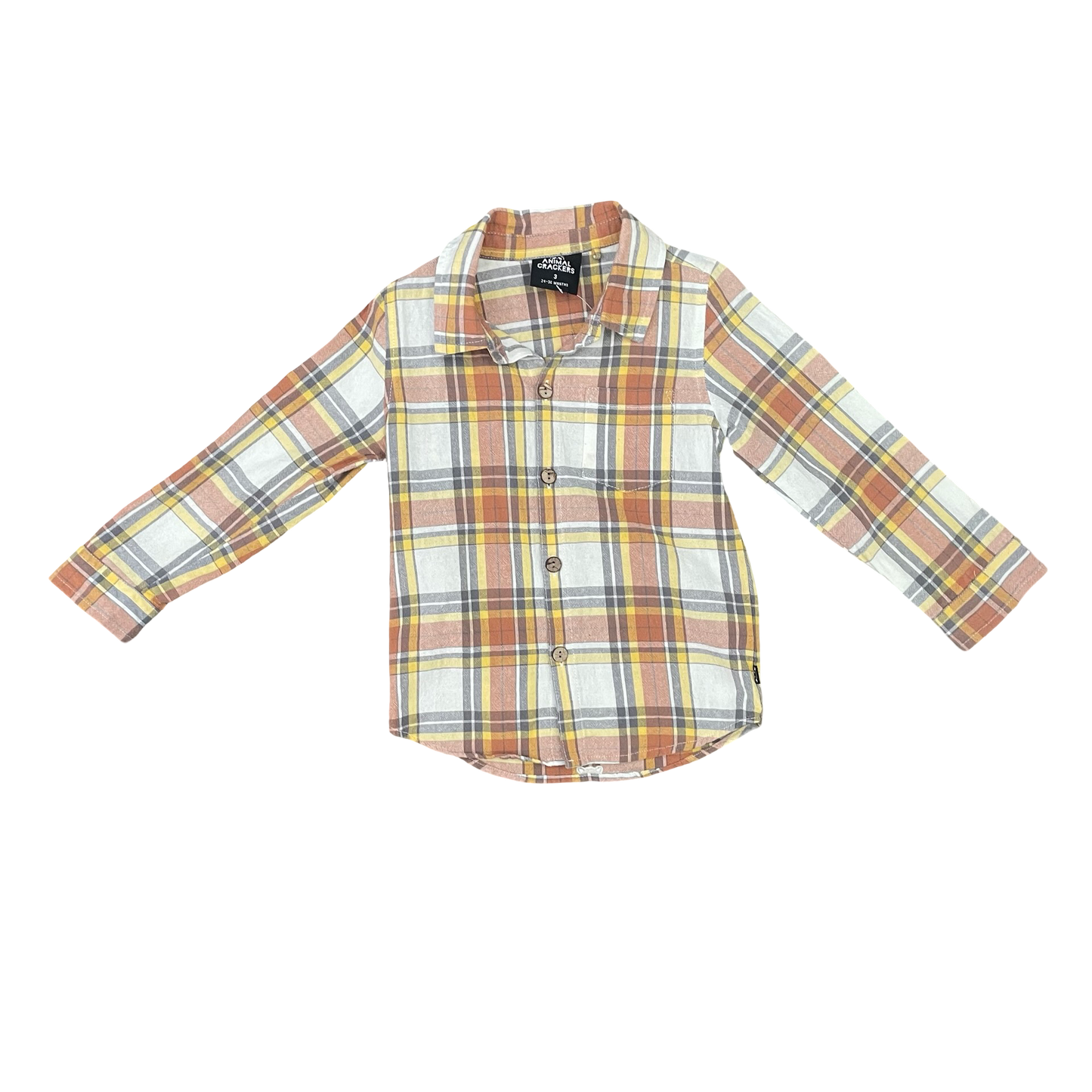 Check Animal Crackers Long Sleeve Shirt, 3Y