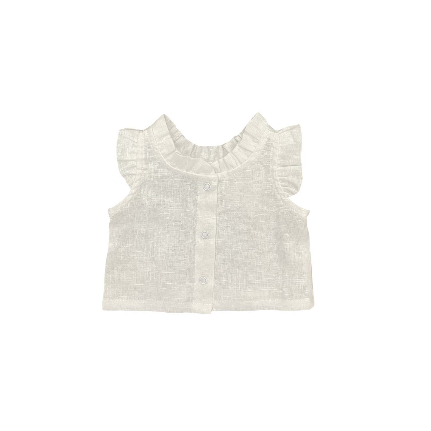 White Marlow & Mae Linen Frill Singlet, 0-3M