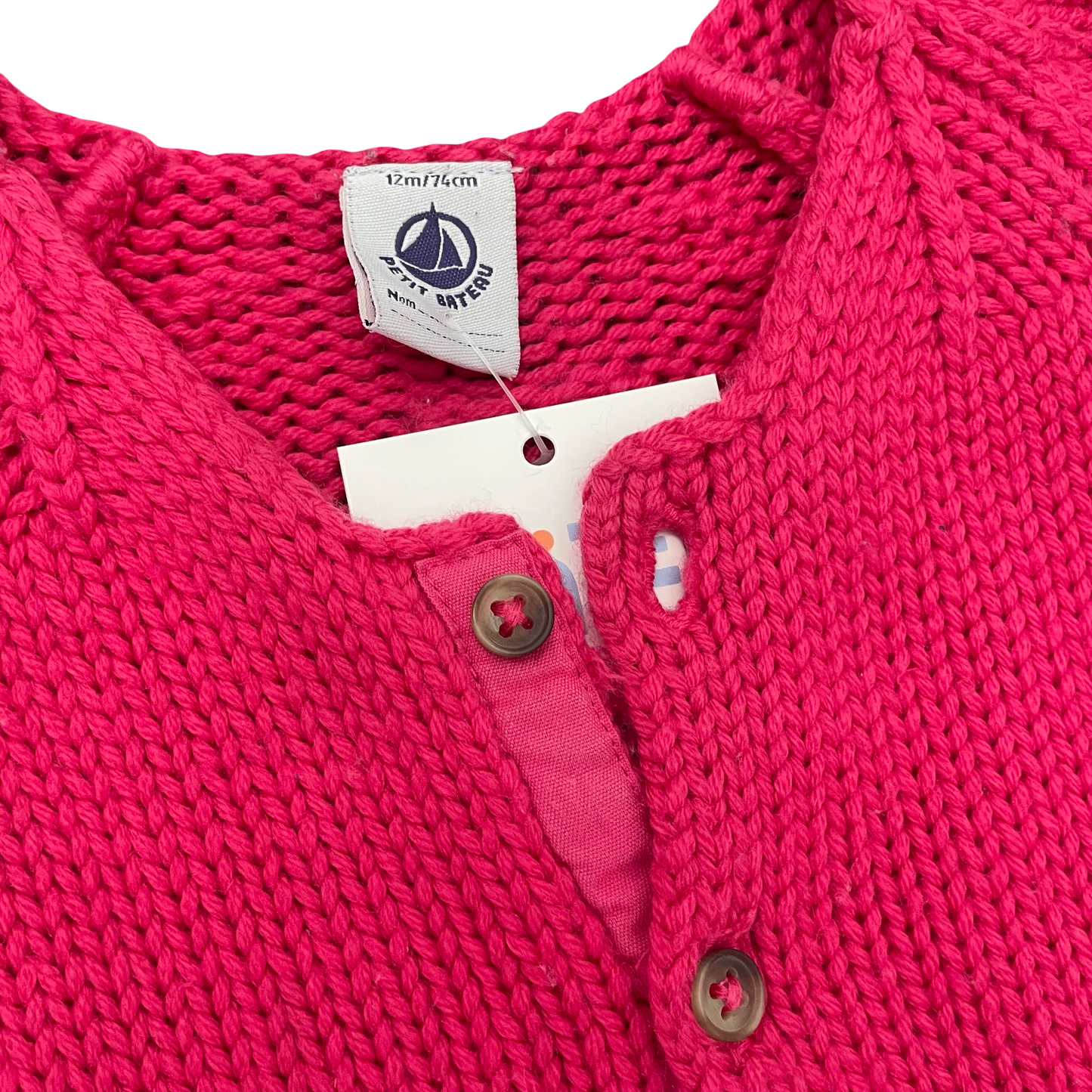 Pink Petit Bateau Wool Cardigan, 12M