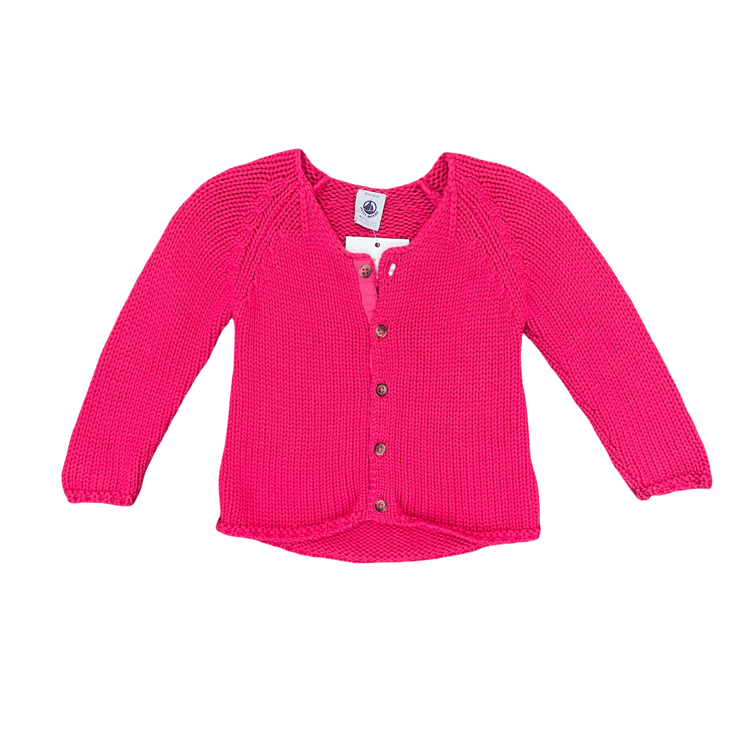 Pink Petit Bateau Wool Cardigan, 12M