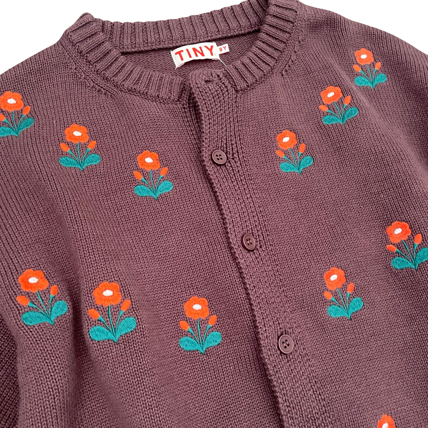 Brown Tiny Cottons Knit Cardigan, 8Y