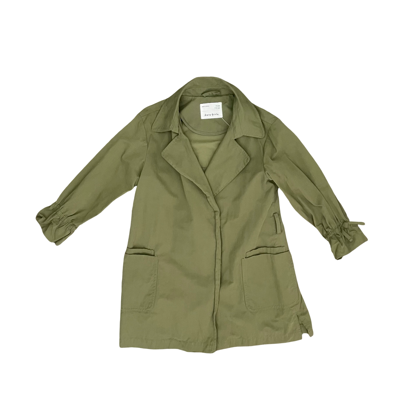 Olive Zara Trench Coat, 6Y