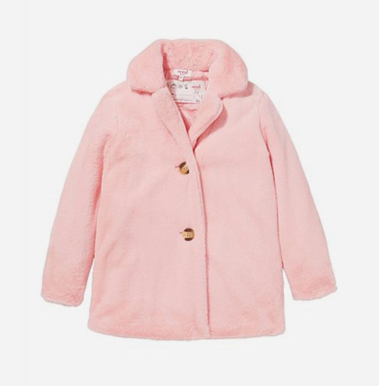 Pink Seed Faux Fur Coat, 4Y