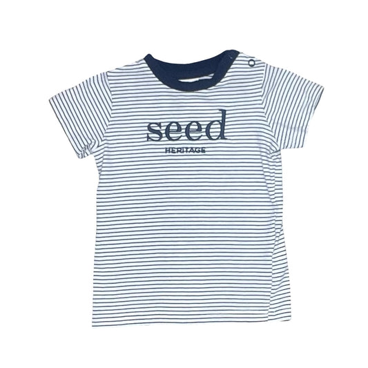 Navy white stripe Seed T-Shirt, 0-3M