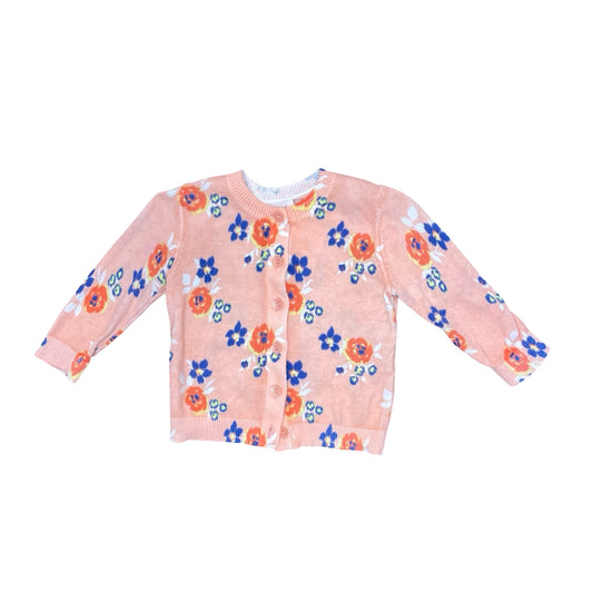 Peach floral Seed Cardigan, 3-6M
