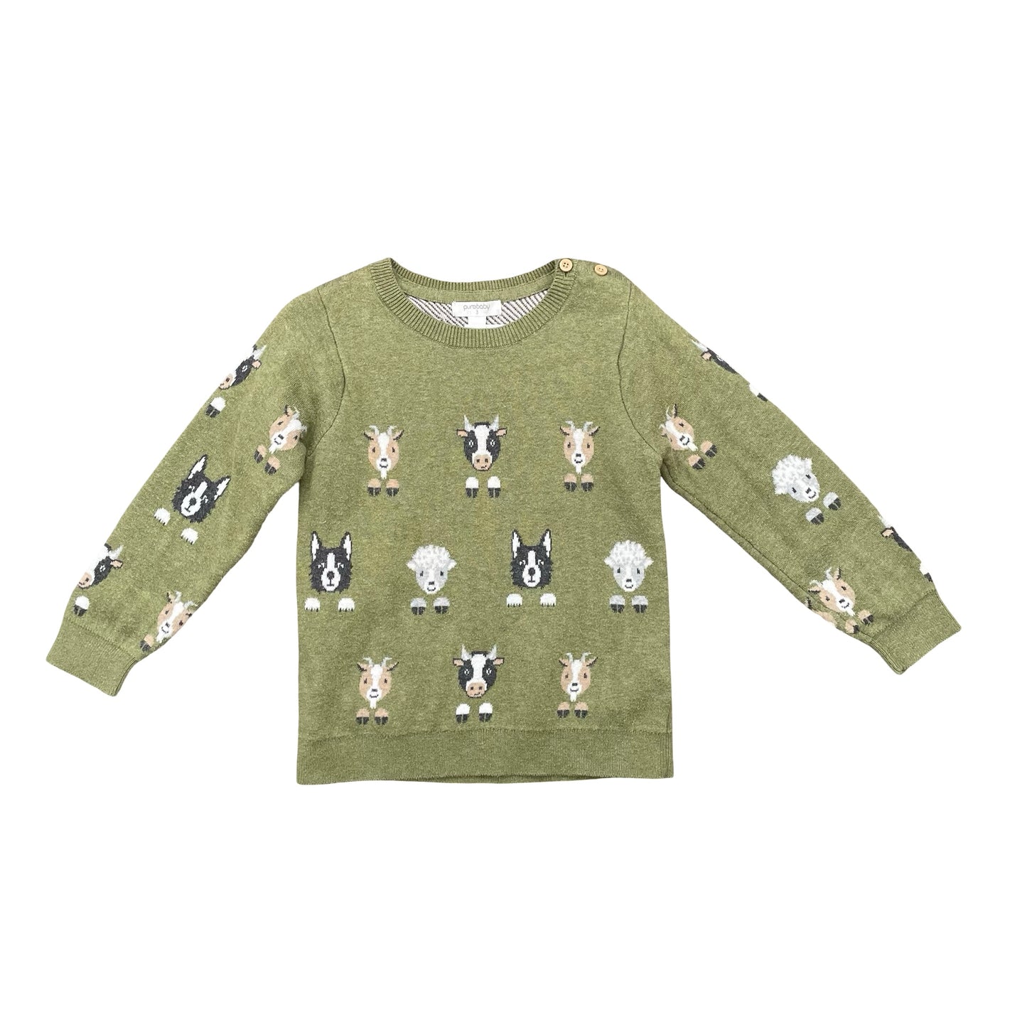 Green Purebaby Knit Jumper, 3Y