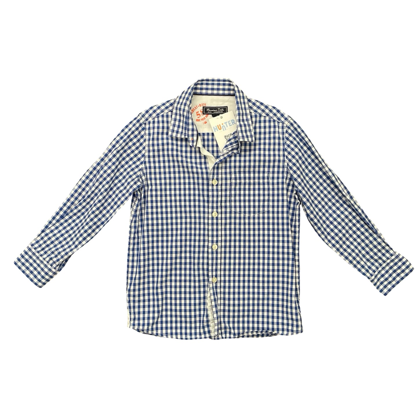 Blue Check Massimo Dutti Long Sleeve Shirt, 3-4Y