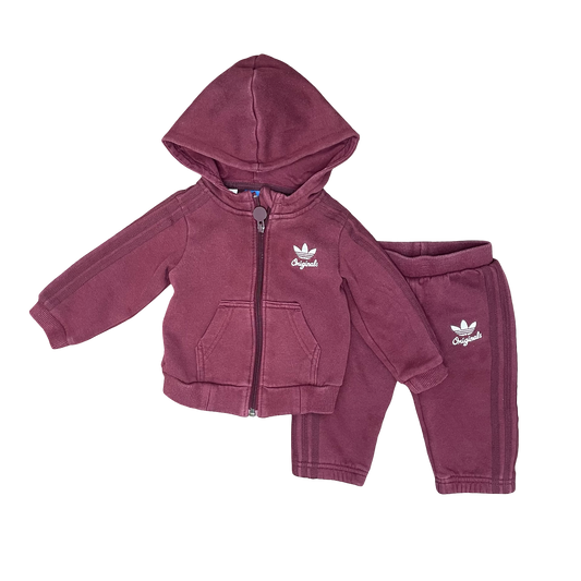 Maroon Adidas Track suit, 6-9M