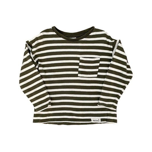 Green stripe Seed Long Sleeve Top, 4Y