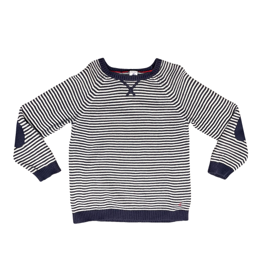 Navy white stripe Petit Bateau Jumper, 5Y