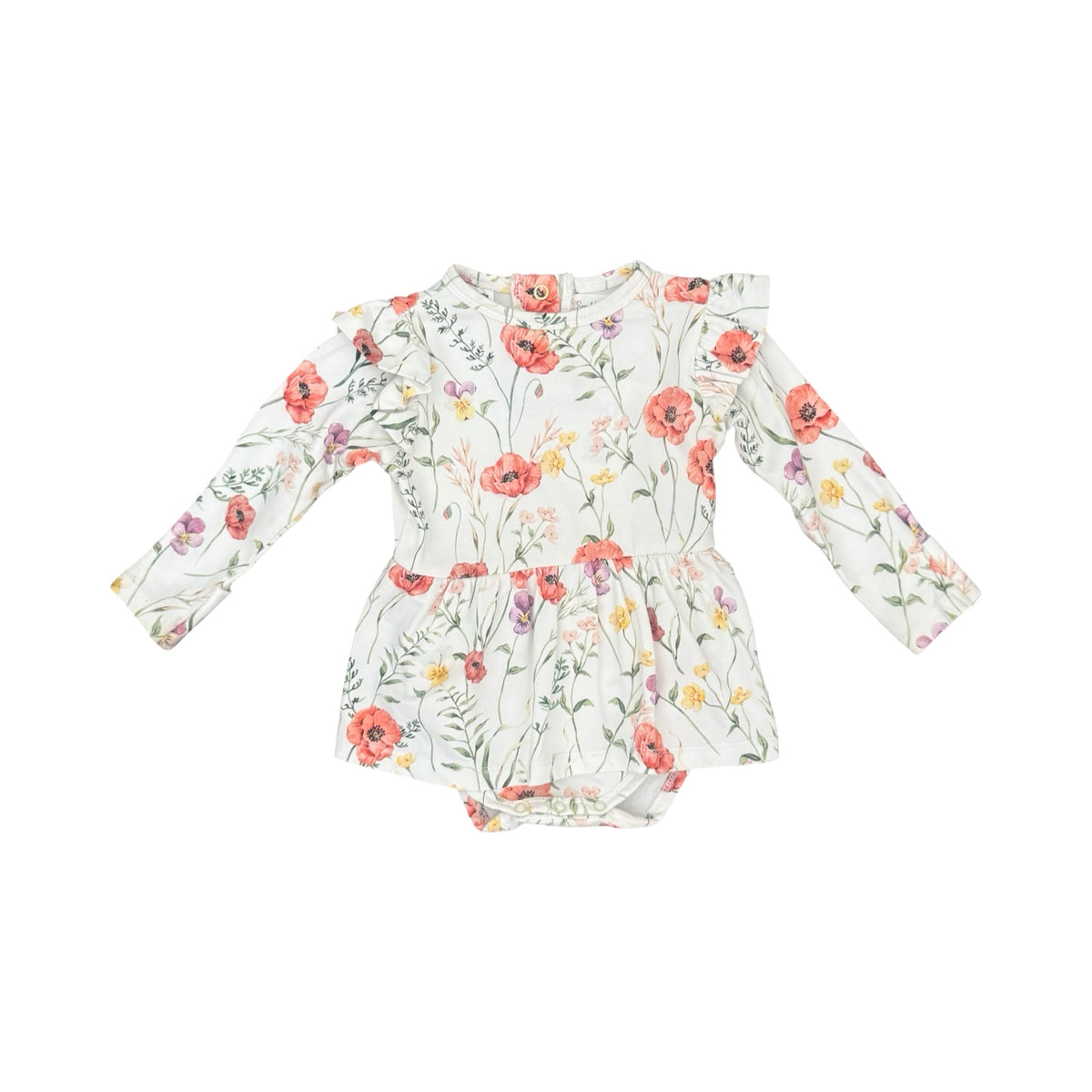 White floral Snuggle Hunny Dress, 3-6M