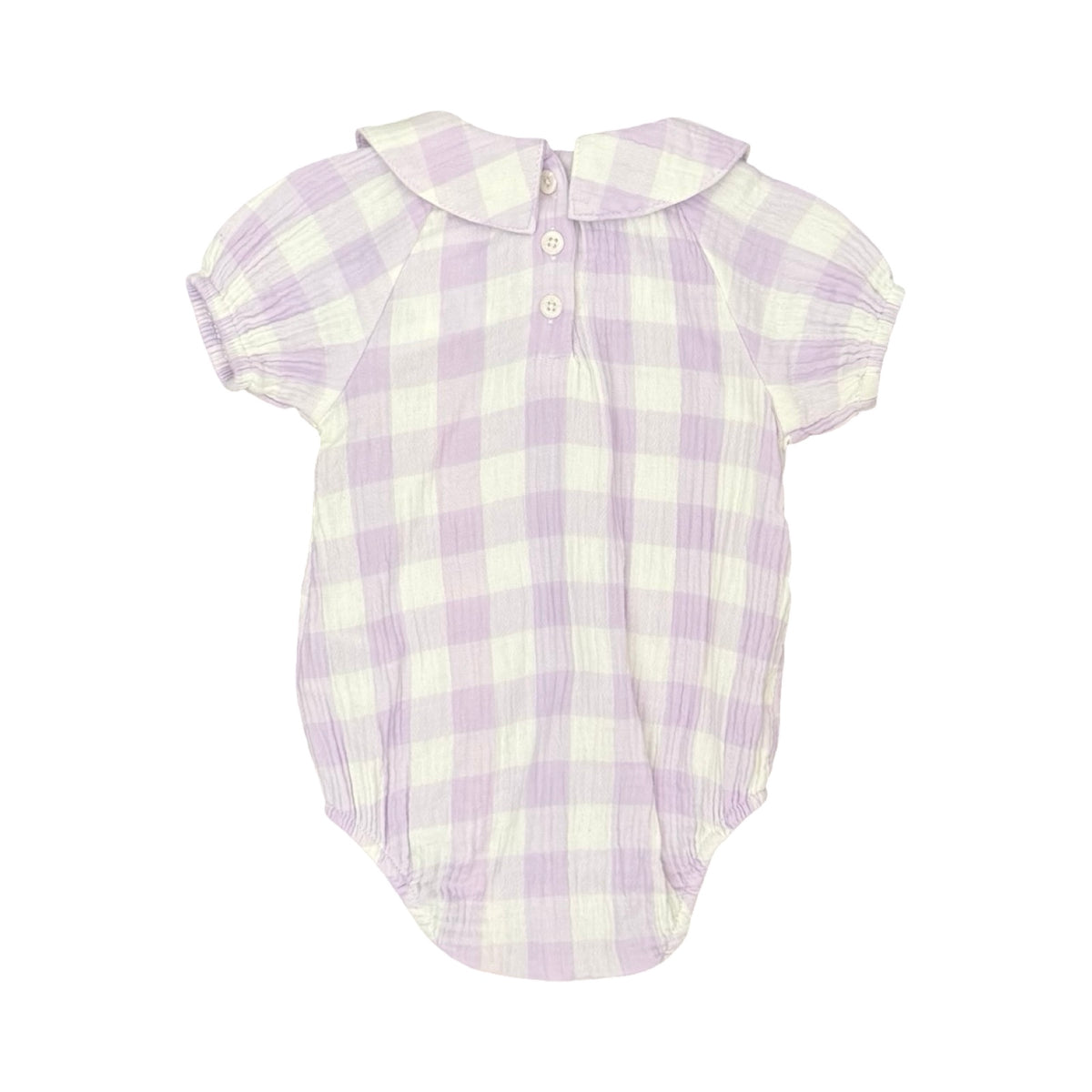 Lilac Check Seed Romper, 3-6M