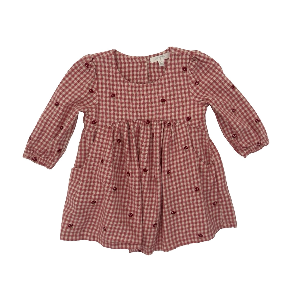 Gingham Purebaby Toadstall Dress, 6-12M