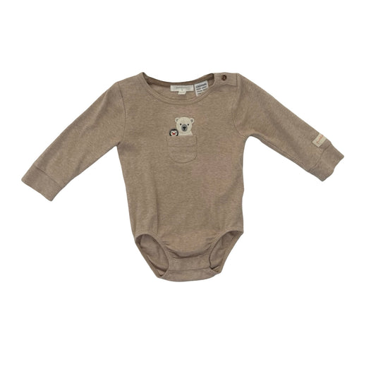 Beige polar bear Purebaby Bodysuit, 6-12M