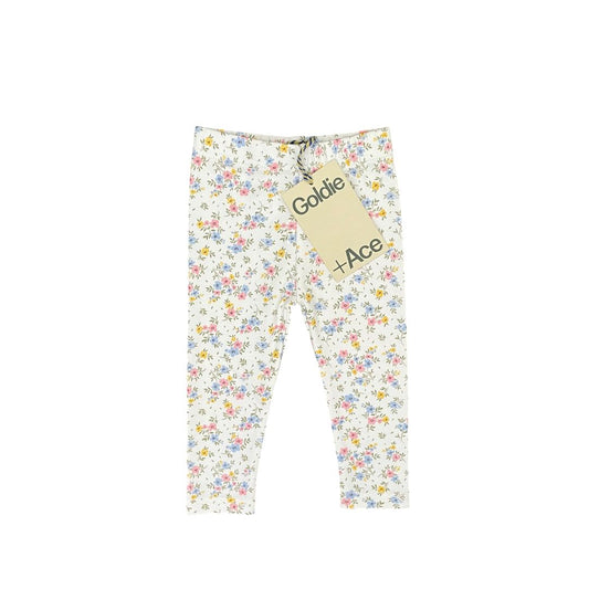 White floral Goldie & Ace Leggings, 3-6M