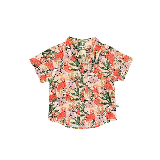 Floral peach Goldie & Ace Shirt, 3-6M