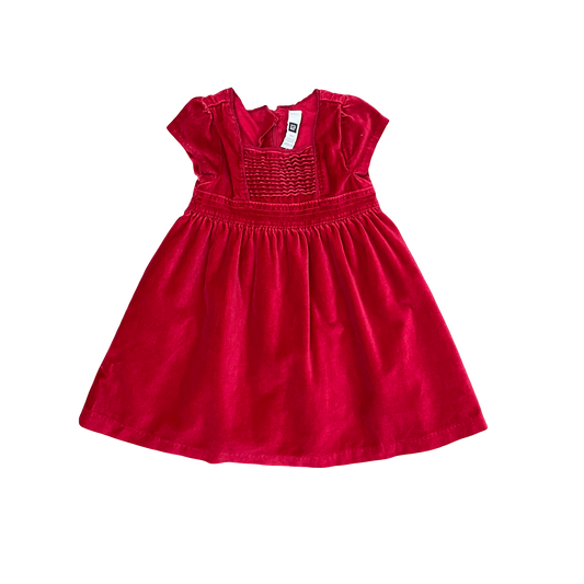 Red Baby Gap Velvet Dress, 18-24M
