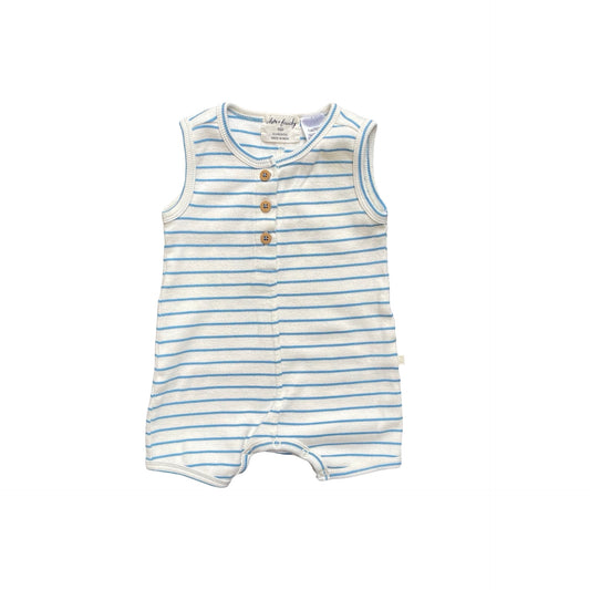 Cream blue stripe Wilson and Frenchy Romper, 0-3M