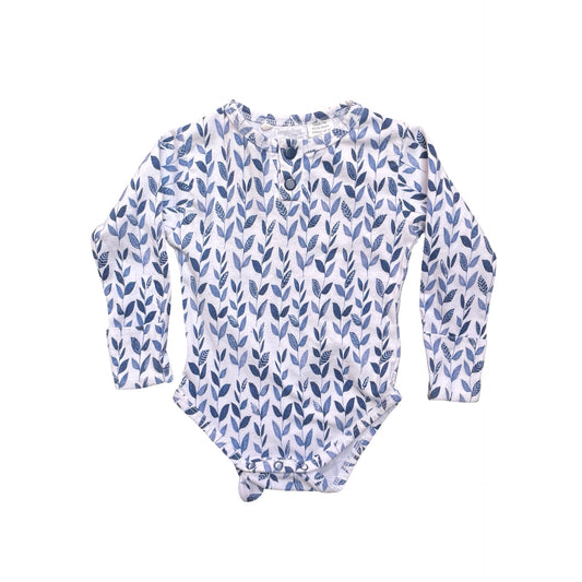 White blue leaves Snuggle Hunny Growsuit, 0-3M