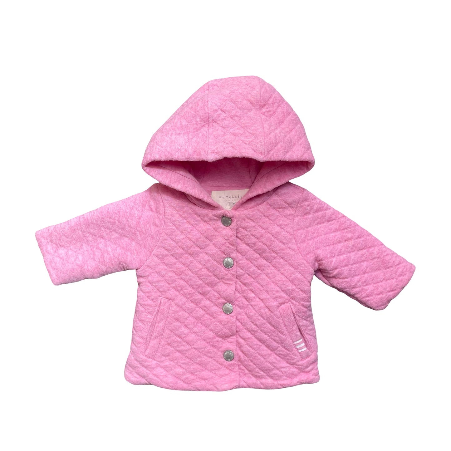Pink Purebaby Quilted Coat, 3-6M