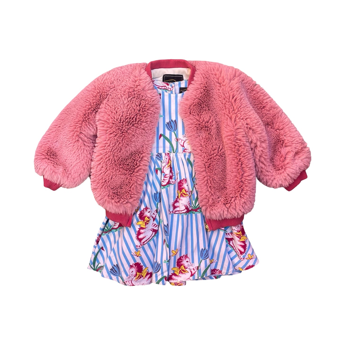 Dusty Pink Rock Your Kid Faux Fur Zip Jacket, 3Y
