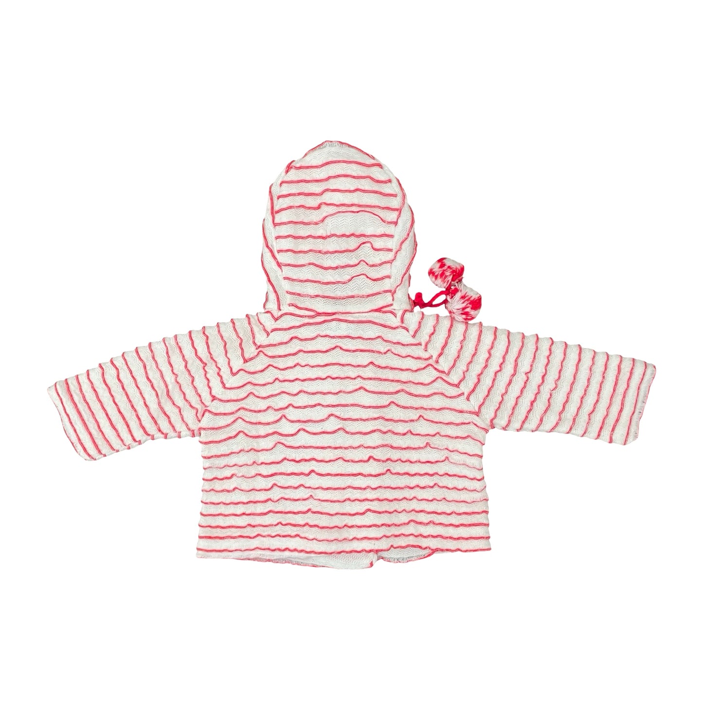 Red white stripe Vintage Marquise Cardigan, 3-6M