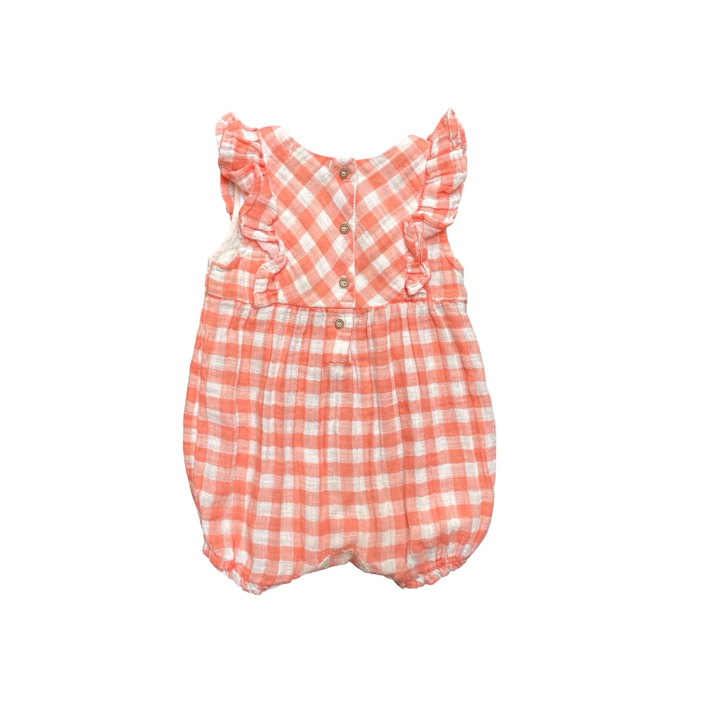 Gingham Purebaby Romper, 3-6M
