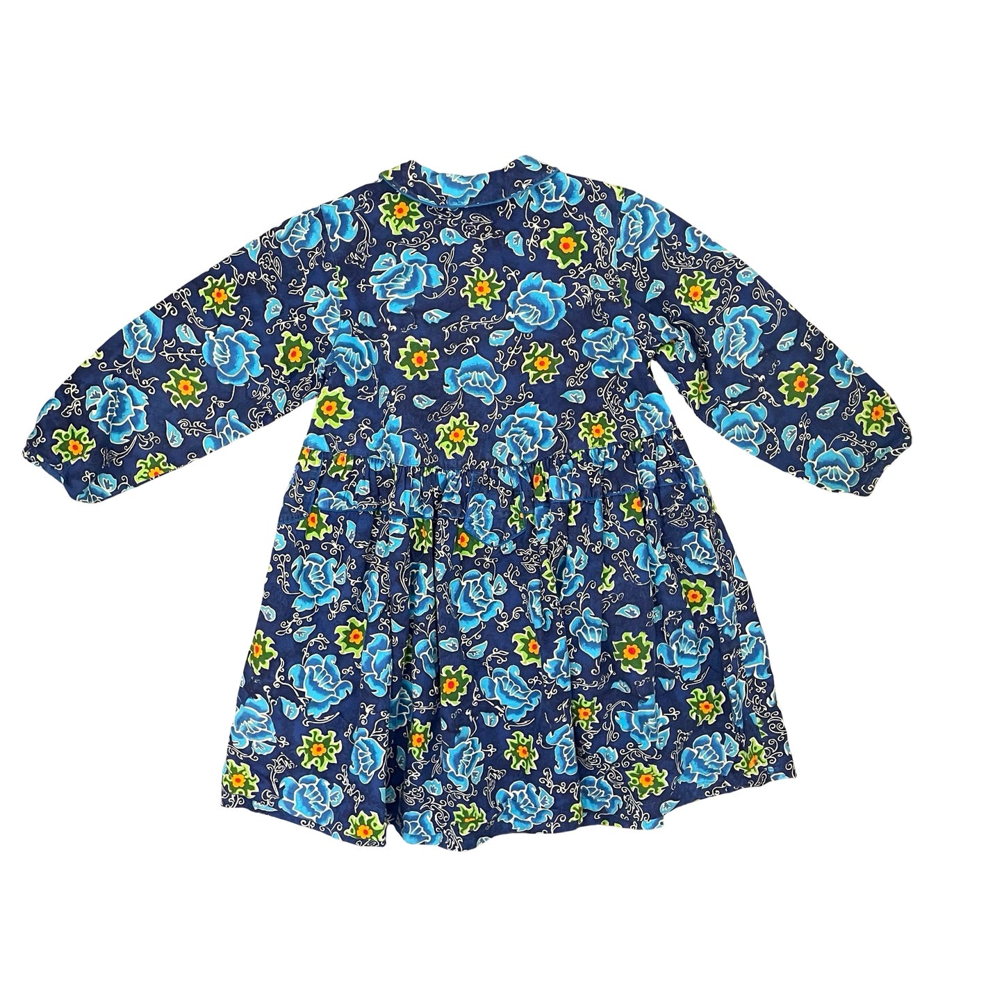 Blue floral Oilily Long Sleeve Dress, 10Y
