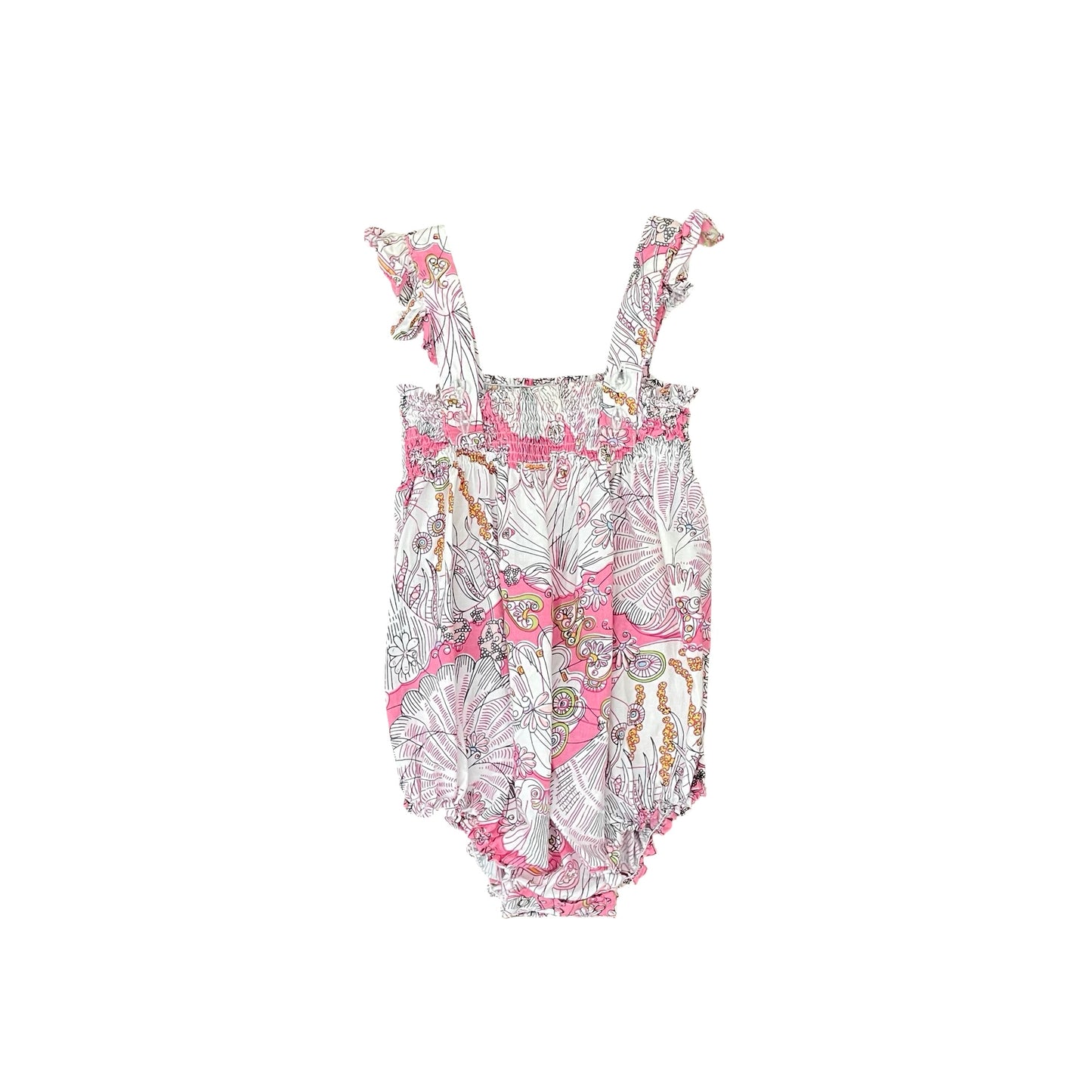 Pink floral Peggy Playsuit, 6-12M