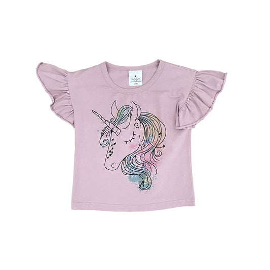 Dusty Pink Curious Wonderland Flutter Sleeve Top, 2Y