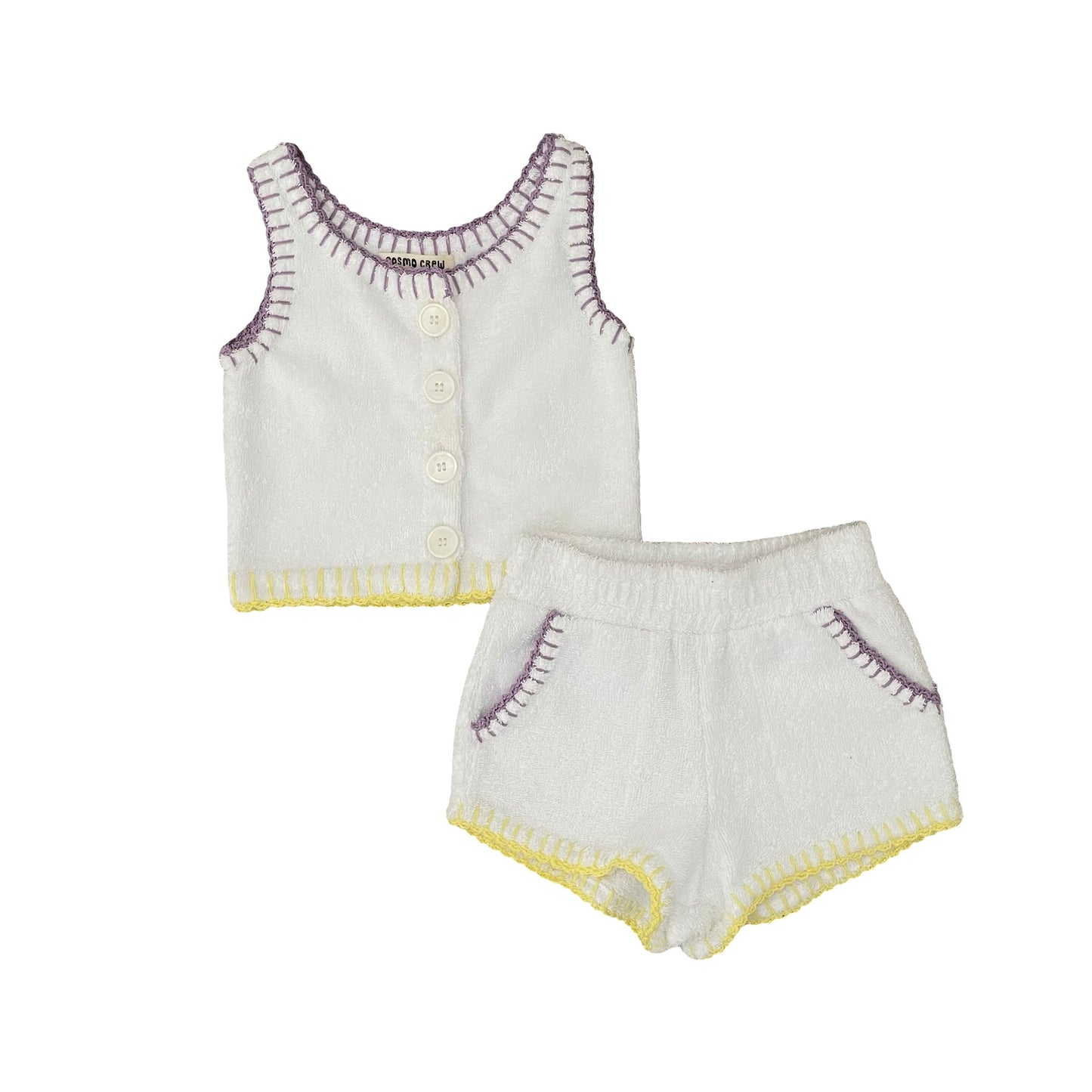 Multi Cosmo Crew Terry Top & Short, 5-6Y