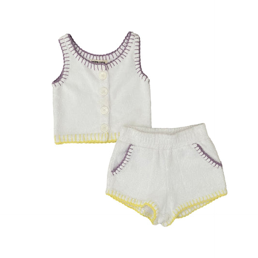 Multi Cosmo Crew Terry Top & Short, 5-6Y