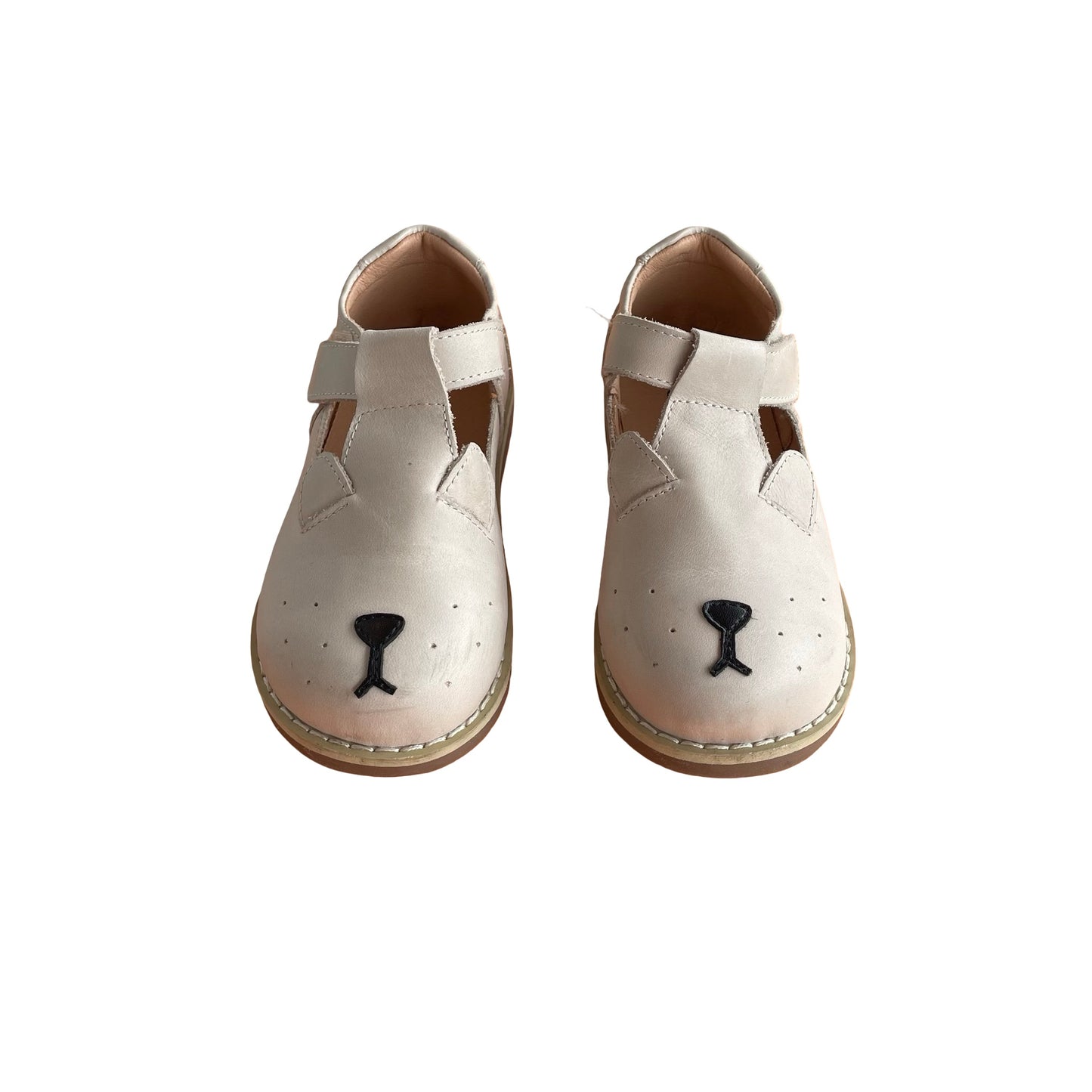 Beige Woolly Kids Leather Shoes, EUR 28