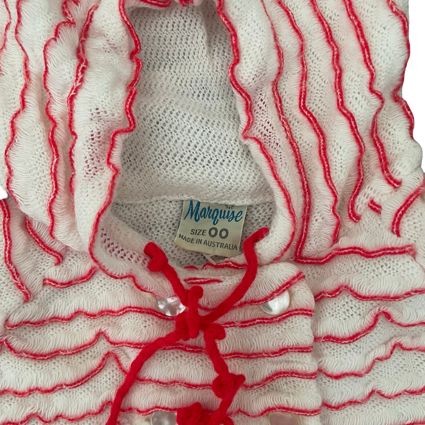 Red white stripe Vintage Marquise Cardigan, 3-6M