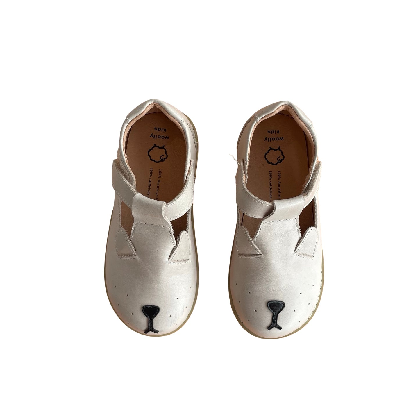 Beige Woolly Kids Leather Shoes, EUR 28