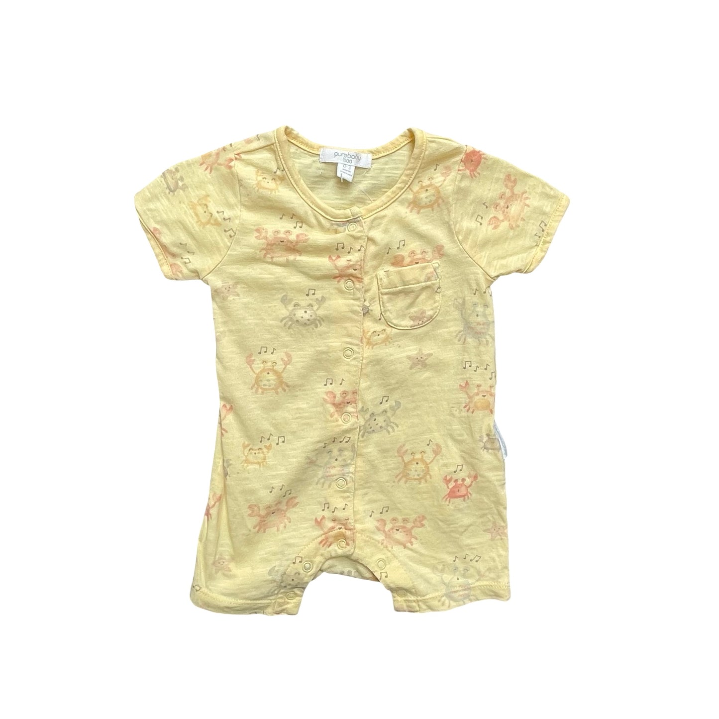 Yellow Purebaby Romper, 0-3M
