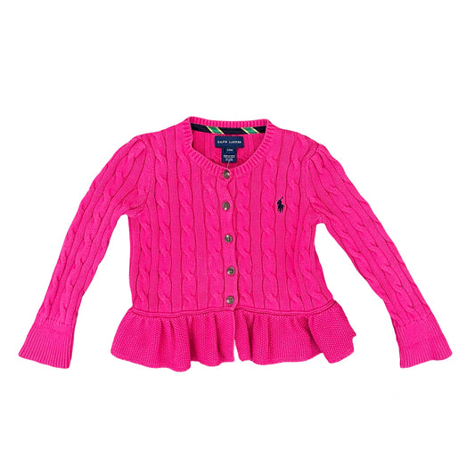 Pink Ralph Lauren Cable Knit Cardigan, 2Y
