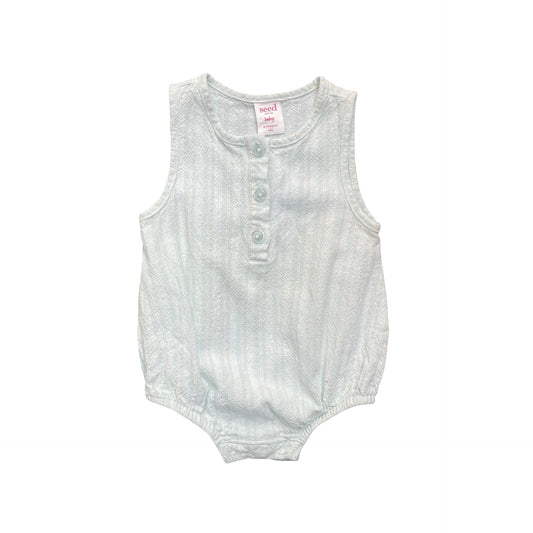 Green stripe Seed Romper, 0-3M
