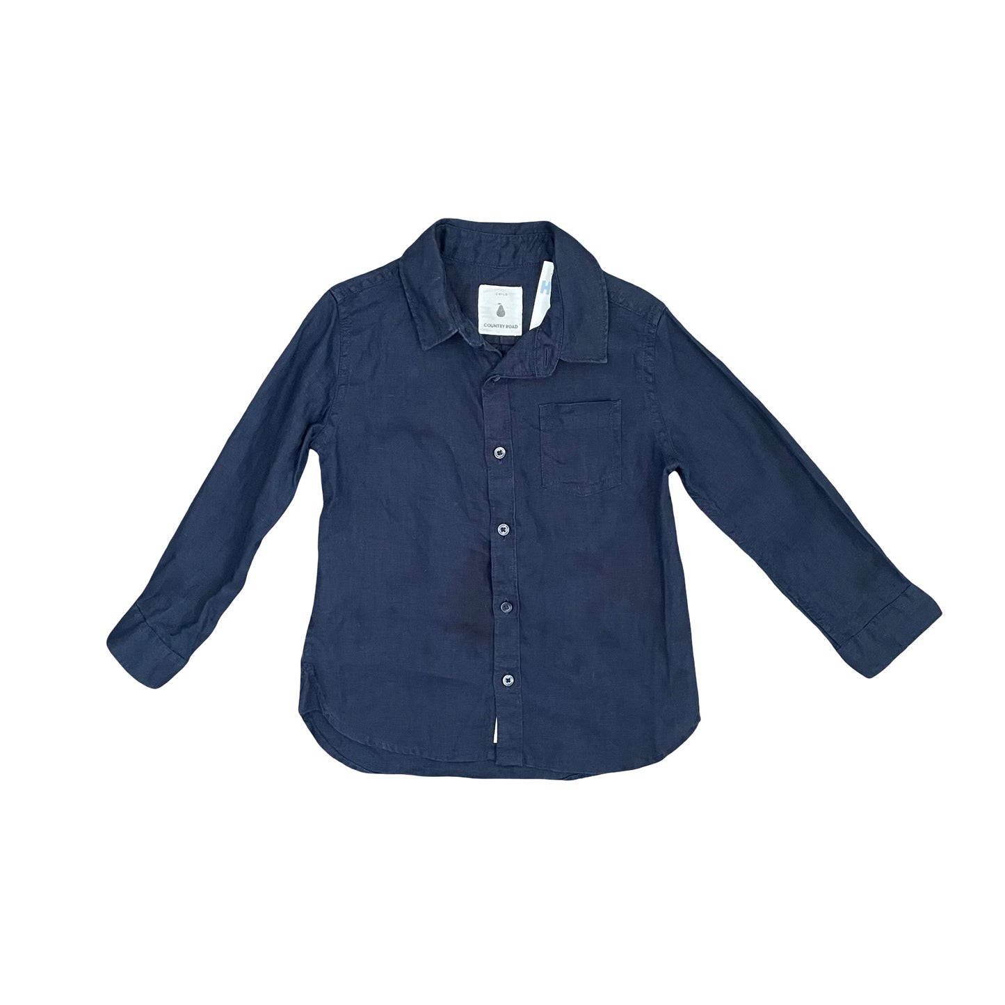 Navy Country Road Linen Shirt, 3Y