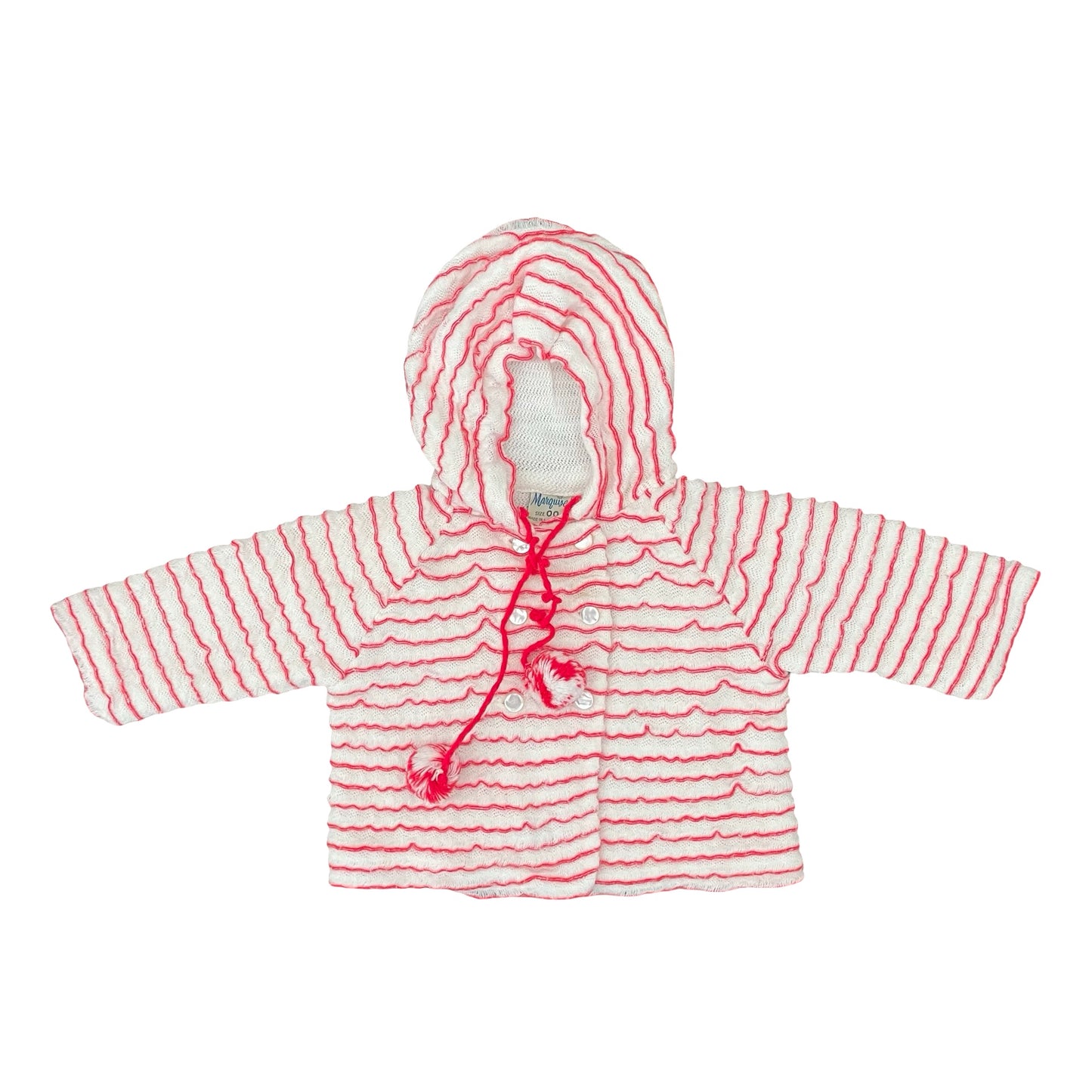 Red white stripe Vintage Marquise Cardigan, 3-6M