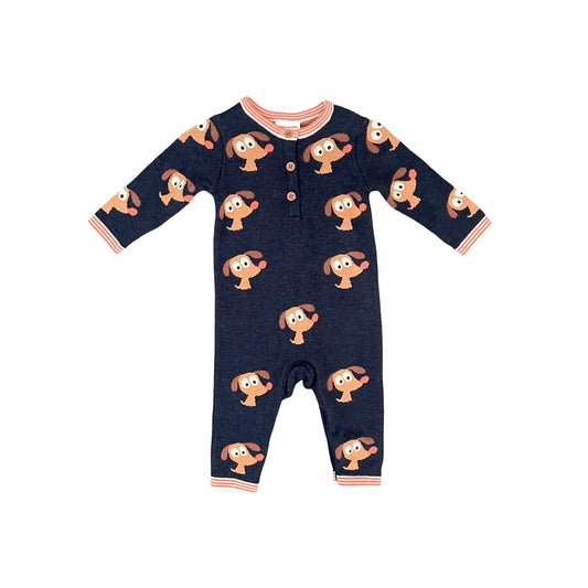 Navy Jack & Milly Knitted Growsuit, 3-6M