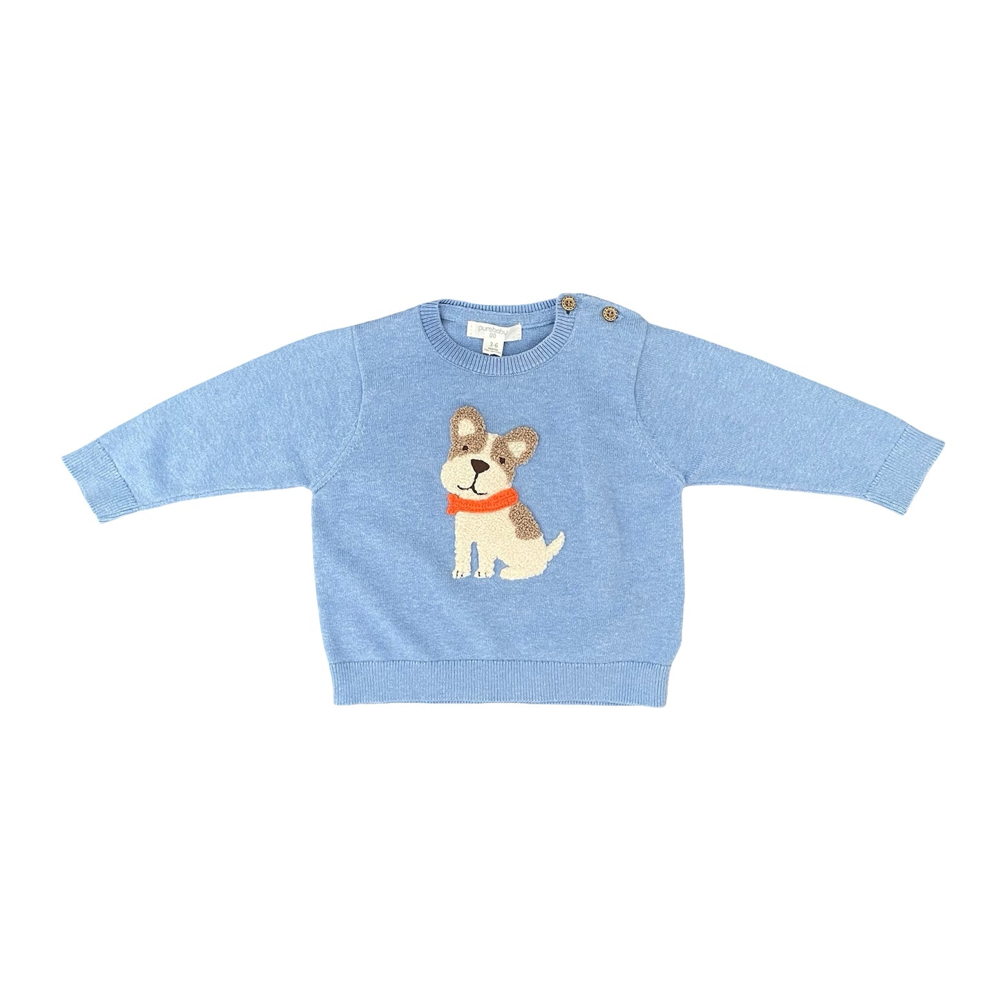 Blue Purebaby Knit Jumper, 3-6M