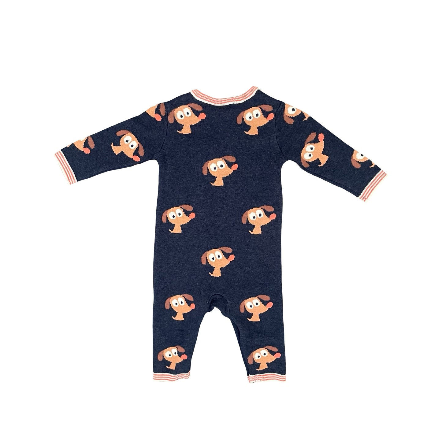 Navy Jack & Milly Knitted Growsuit, 3-6M