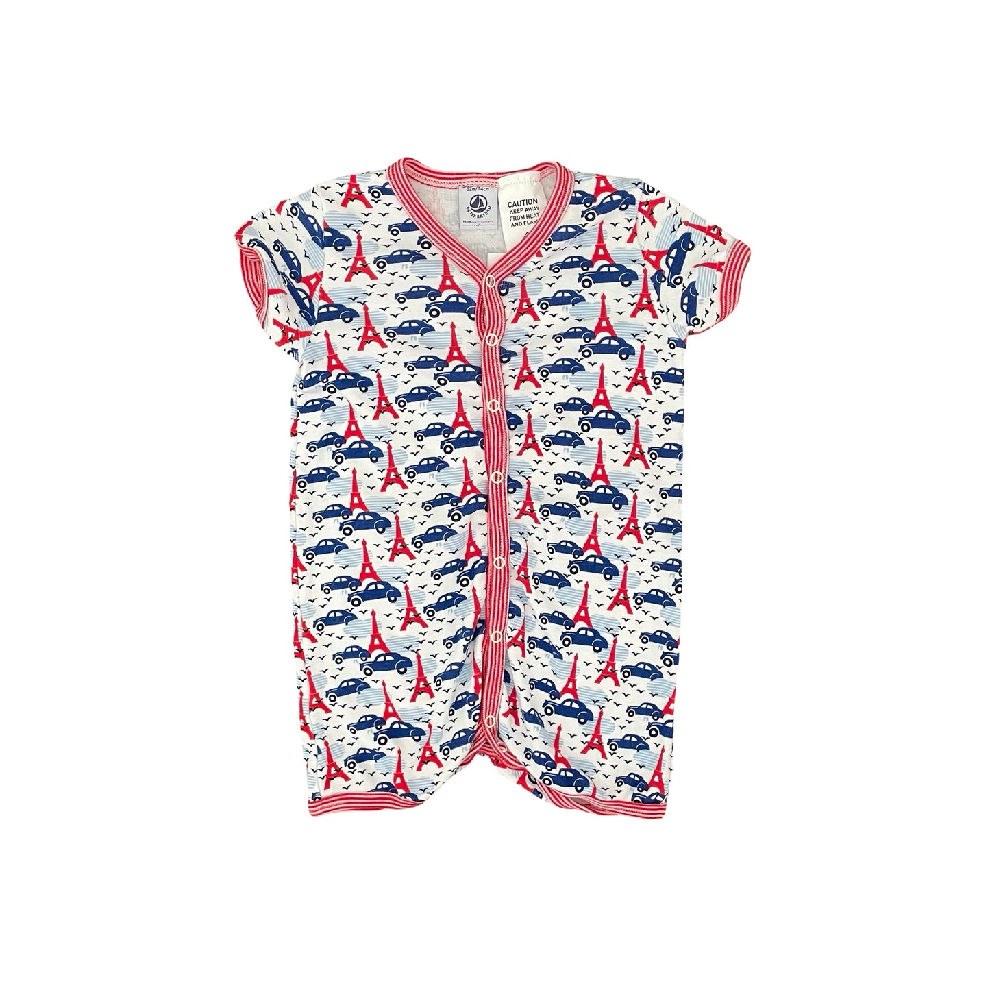 Multi  Petit Bateau Cars Romper, 12M