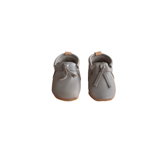 Grey Pretty Brave Leather Shoes, 0-6M